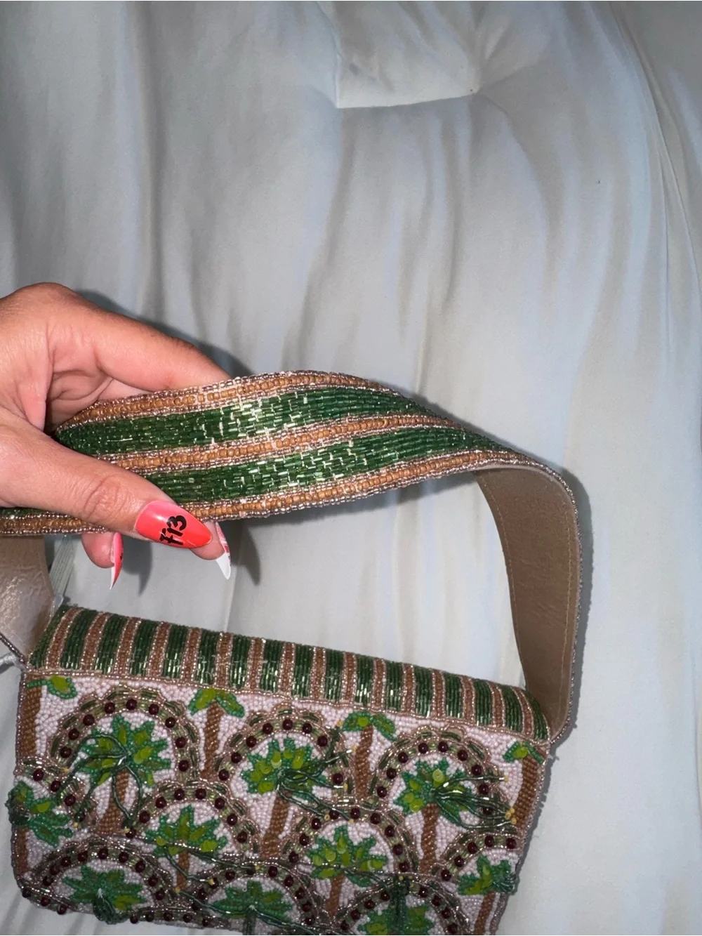 Palm Tree Tassel Beaded Shoulder Bag Handmade in India New with Tags